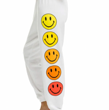 Load image into Gallery viewer, AV Smiley Sunset Sweatpants (White + Black)
