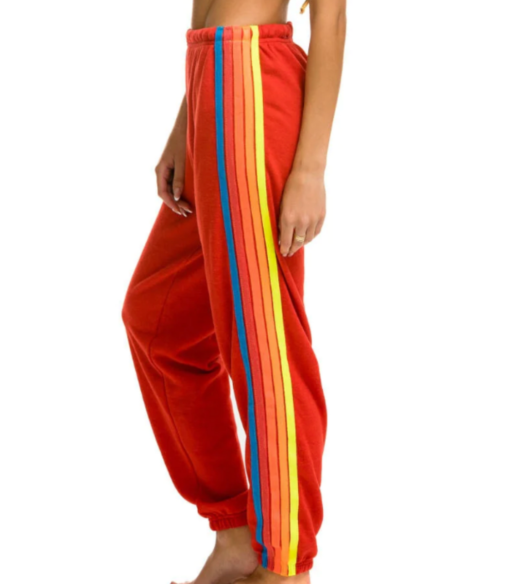 AV Red 5 Stripe Sweatpants