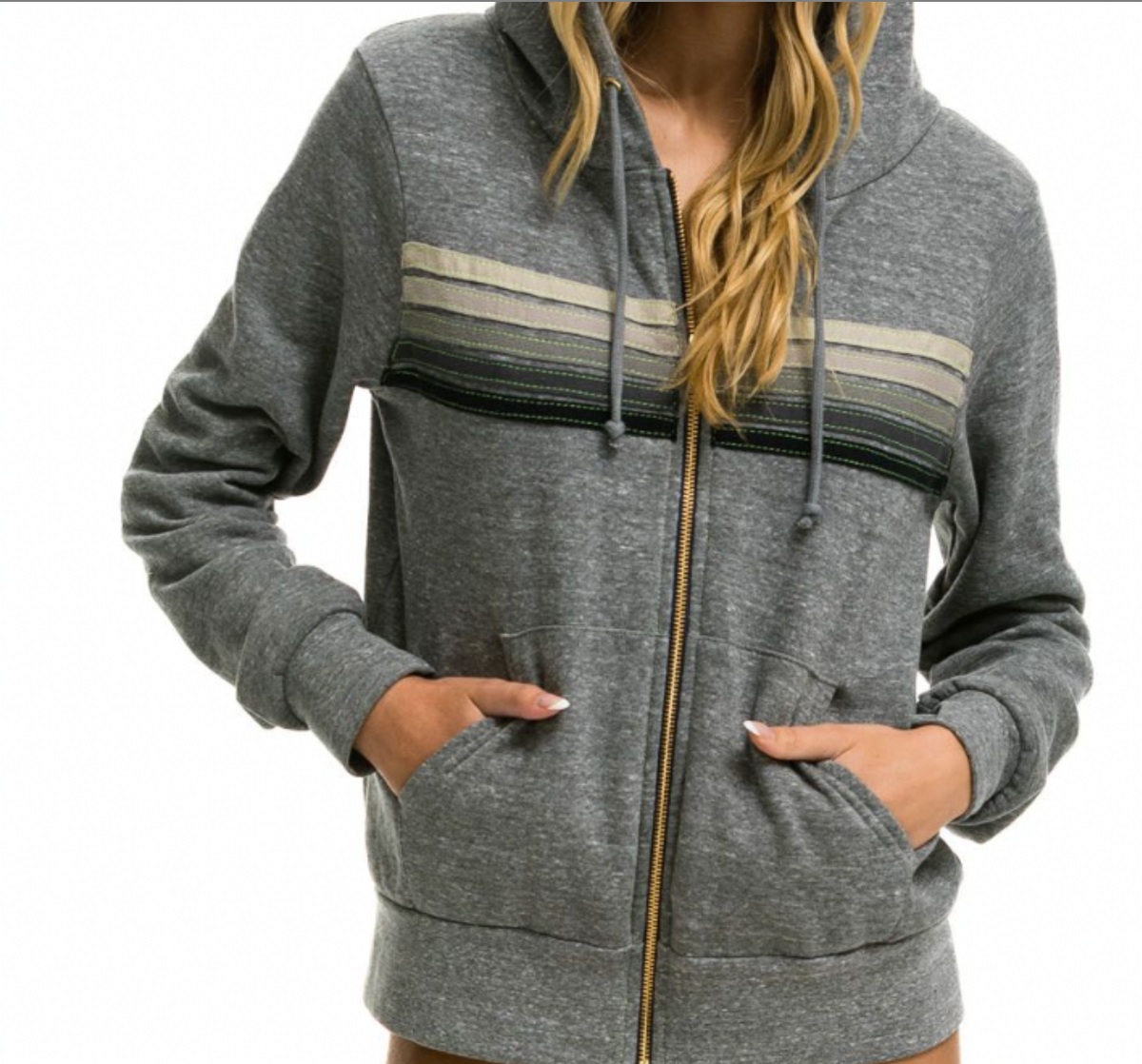 AV Grey Stripe Zip Up Hoodie