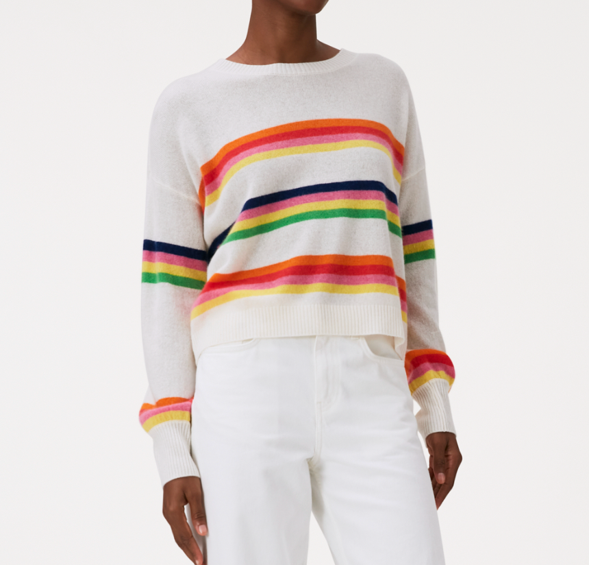 Brodie Cashmere Organic Pop Stripe Sweater