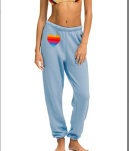Load image into Gallery viewer, AV Rainbow Heart Stitch Sweatpants (Ice + Mauve)
