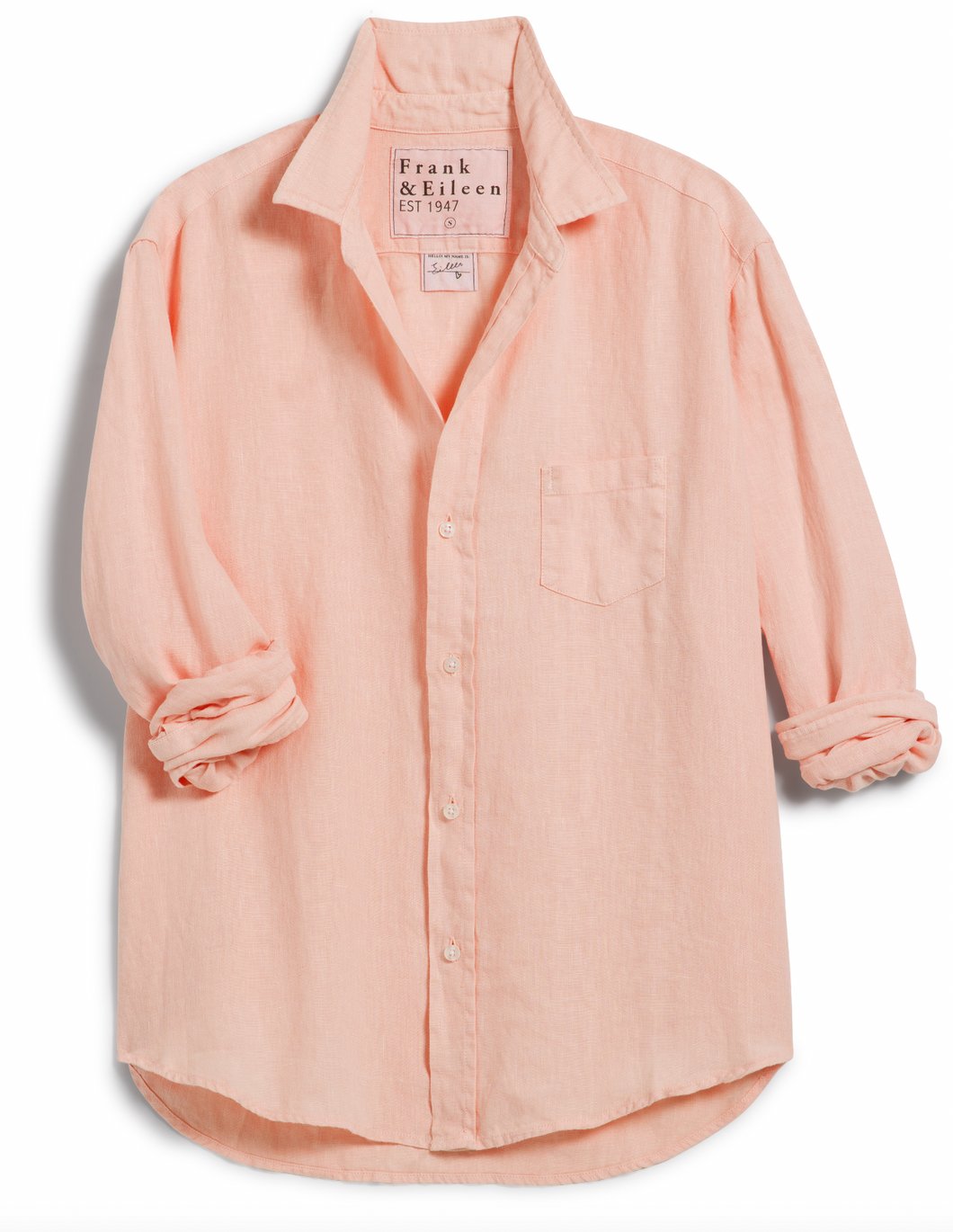 Frank and Eileen Peach Linen Button Up