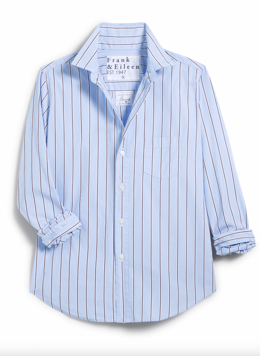 Frank and Eileen Barry Blue Brown Stripe Button Down