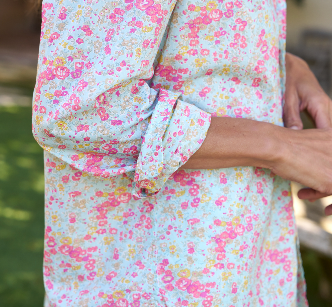 Frank and Eileen Pink Seafoam Floral Button Down