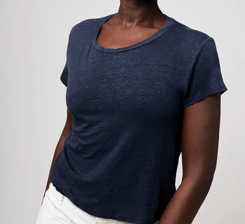 Velvet Casey Linen Tee (White + Shadow)