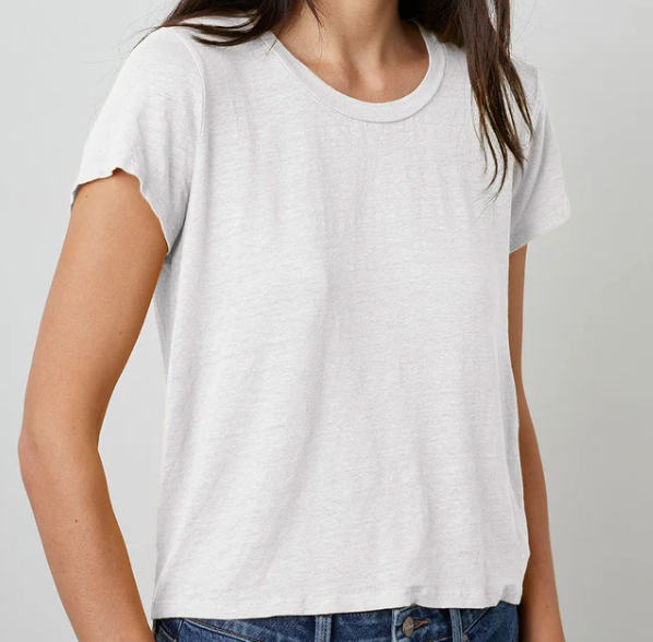 Velvet Casey Linen Tee (White)