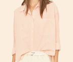 Xirena Jordy Shirt Striped (Myrtle + Tangerine)