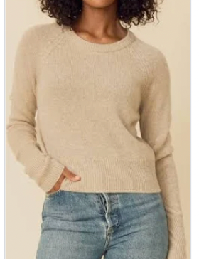 One Grey Day Blakely Cashmere Pullover Oatmeal