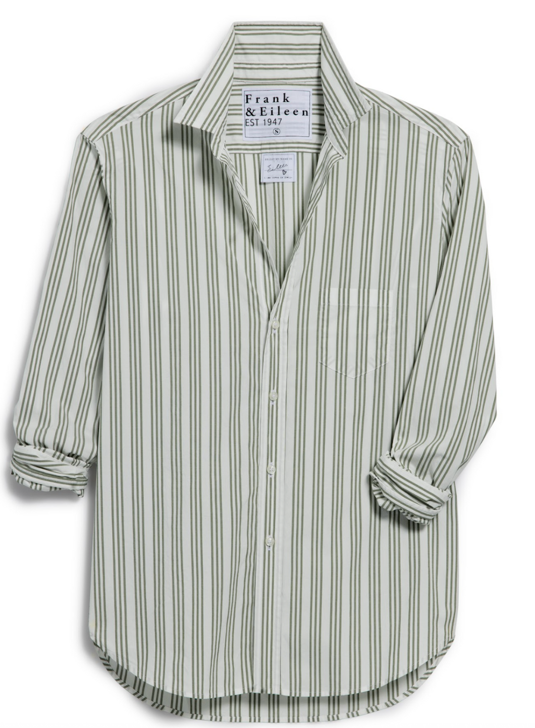 Frank and Eileen Army Green Beige Stripe