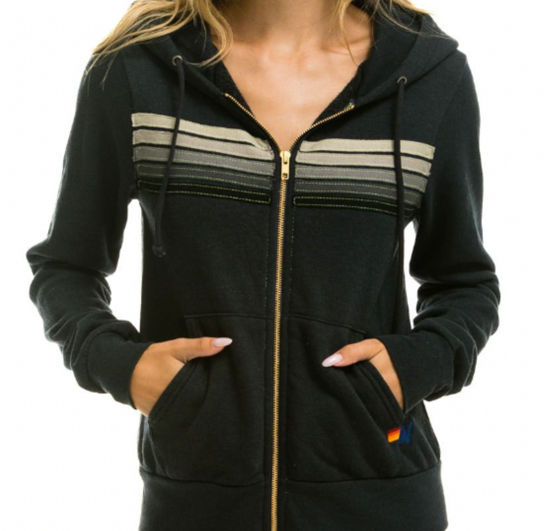 AV Charcoal Grey 5 Stripe Zip Hoodie