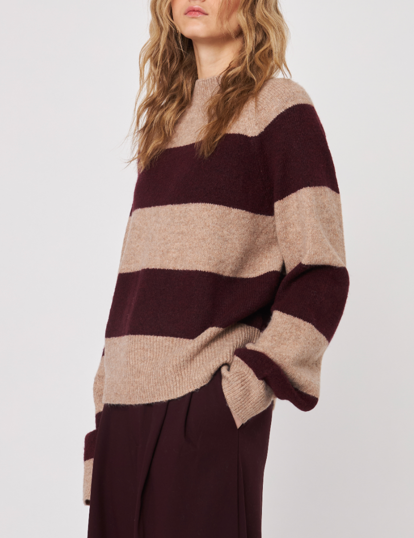 John + Jenn Edison Striped Sweater Pinot