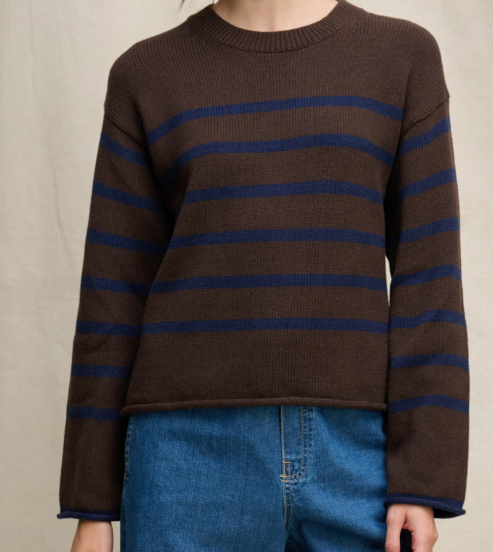 Velvet Lucia Espresso Striped Sweater