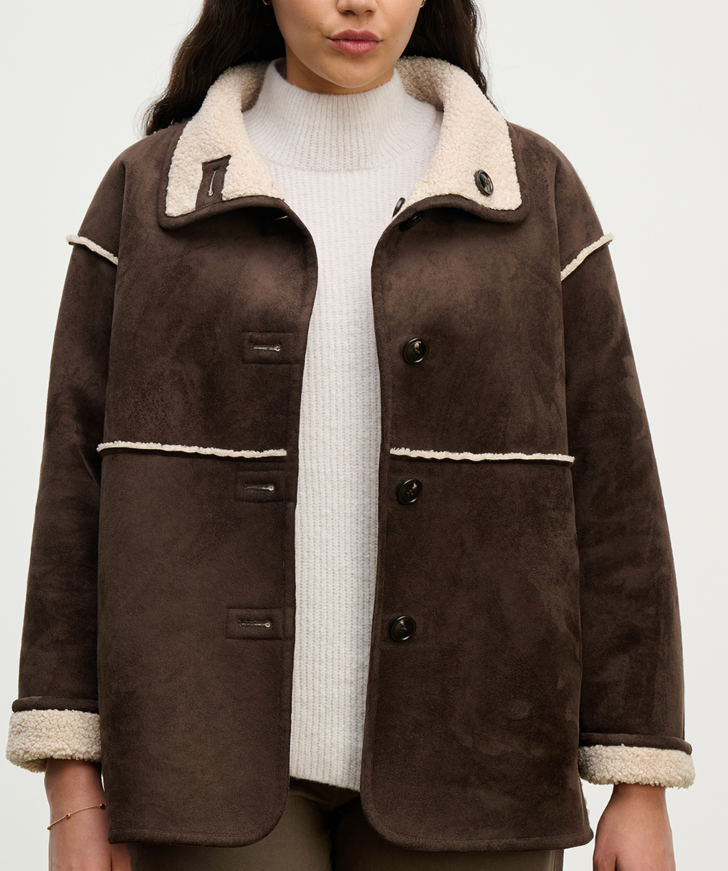 Velvet Shona Sherpa Brown Jacket