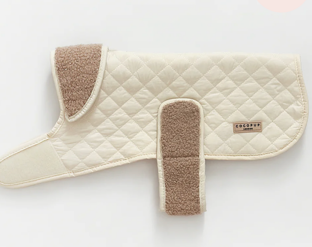 CocoPup LUXE Quilted Dog Coat (Khaki + Olive)