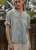 Raisonnel Ruffle Collar Gingham Blouse