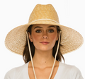 Glamorous Straw Lifeguard Hat w/ Chin Cord - Upf 50+