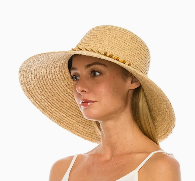 Luxury Raffia Straw Lampshade Sun Protection Hat - Upf 50+