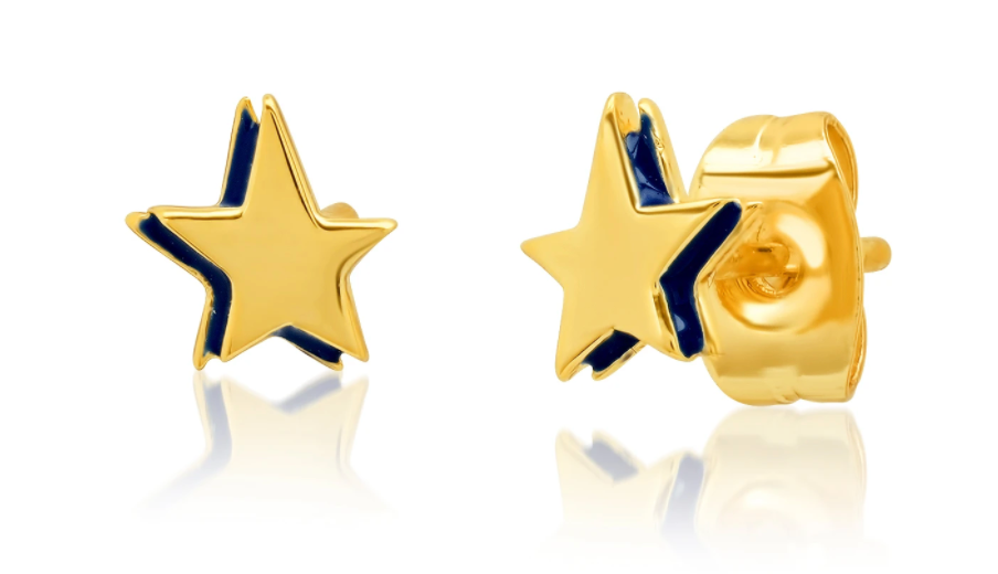 Tai Earrings $45 Navy and Gold Star Studs