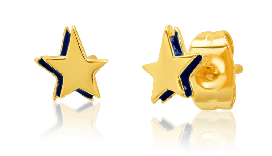 Tai Navy and Gold Star Studs $45