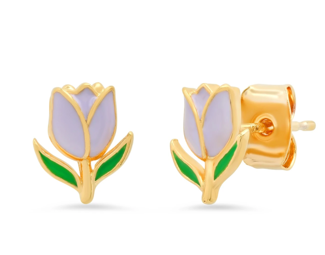 Tai Earrings $50 Enamel Tulip Studs