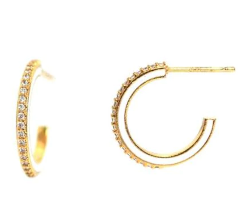 Tai Small Gold Hoops with White Enamel $70