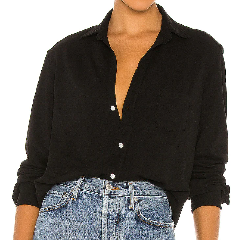 Frank and Eileen Black Woven Button Up